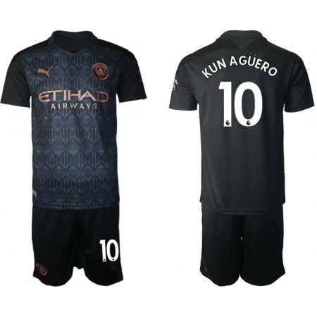 Billiga Fotbollströjor Manchester City Kun Aguero 10 Barn Borta tröja 2020/21 Kortärmad